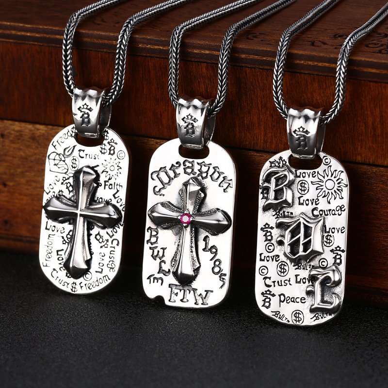 Vintage Fashion Tags - Pingente de colar em prata 925,