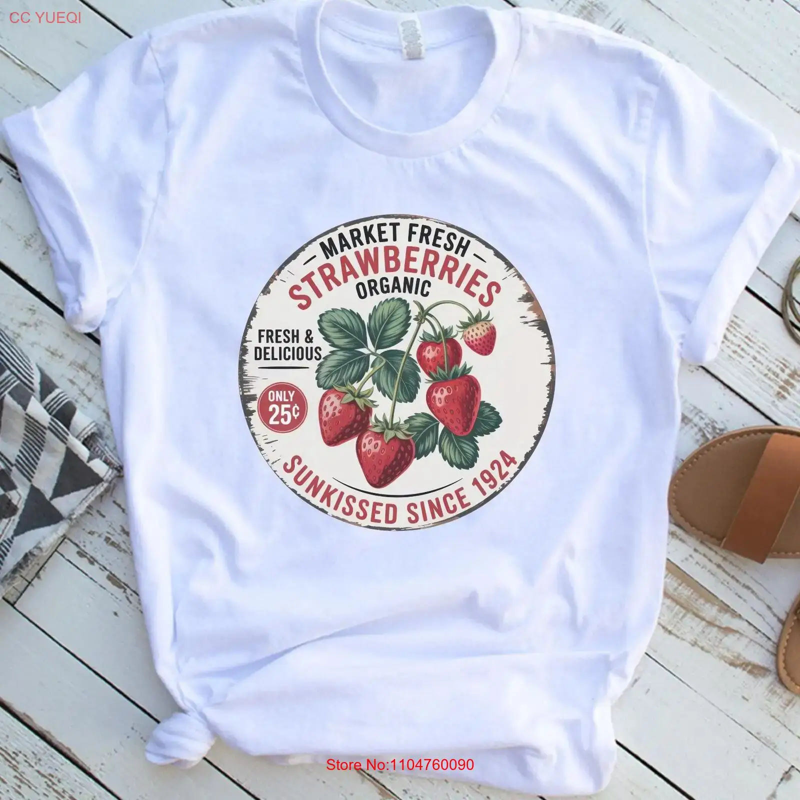 Vintage Fashion Market - Camiseta Vintage Morangos Frescos, com tema