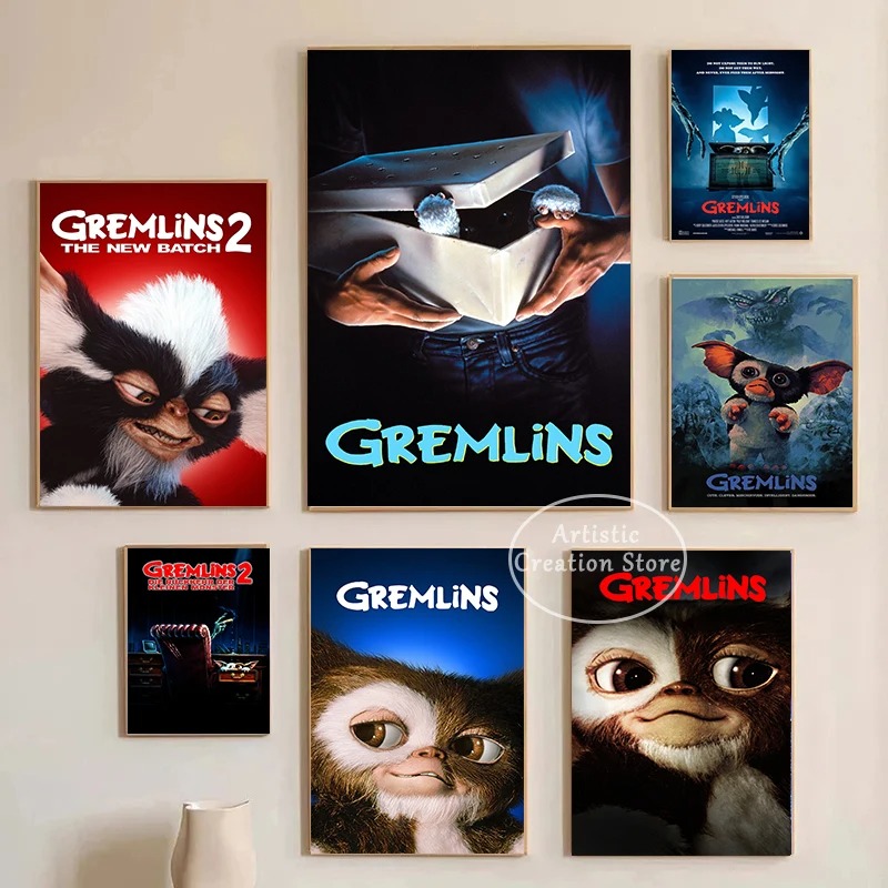 Vintage Fashion Illustrations - Filme clássico gremlins poster arte pintura