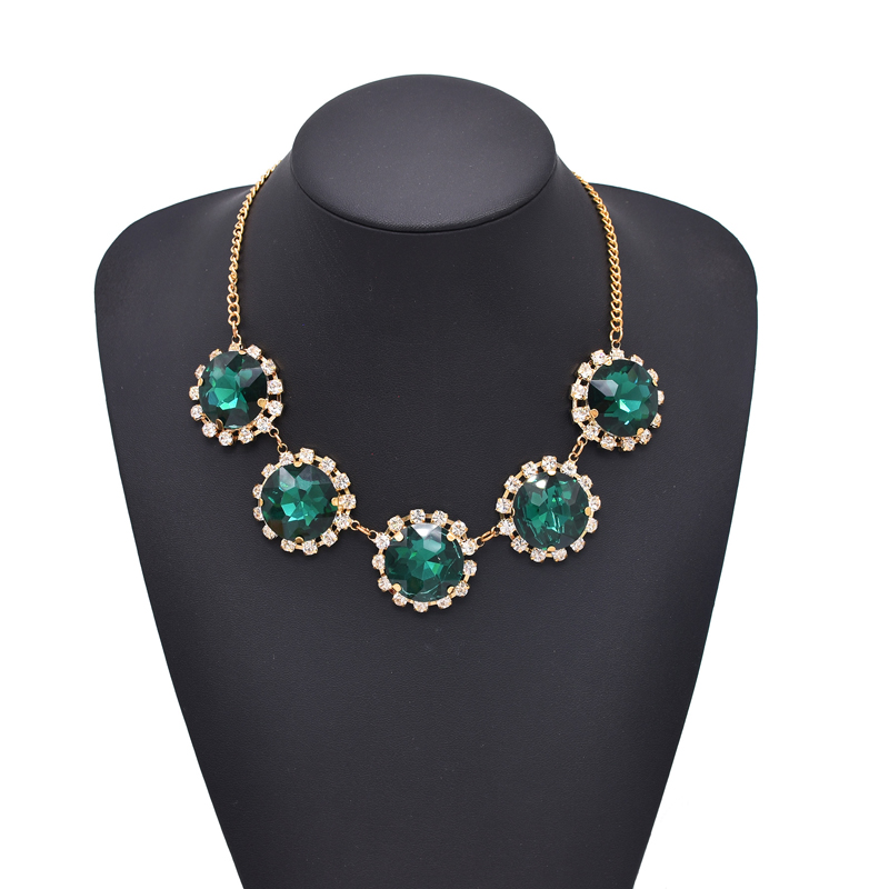 Vintage Fashion Vogue - Feminino vintage diamante incrustação colar redondo
