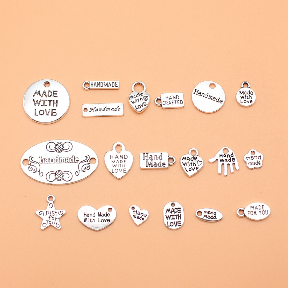 Vintage Fashion Tags - Antique Silver Color Charms Coleção para