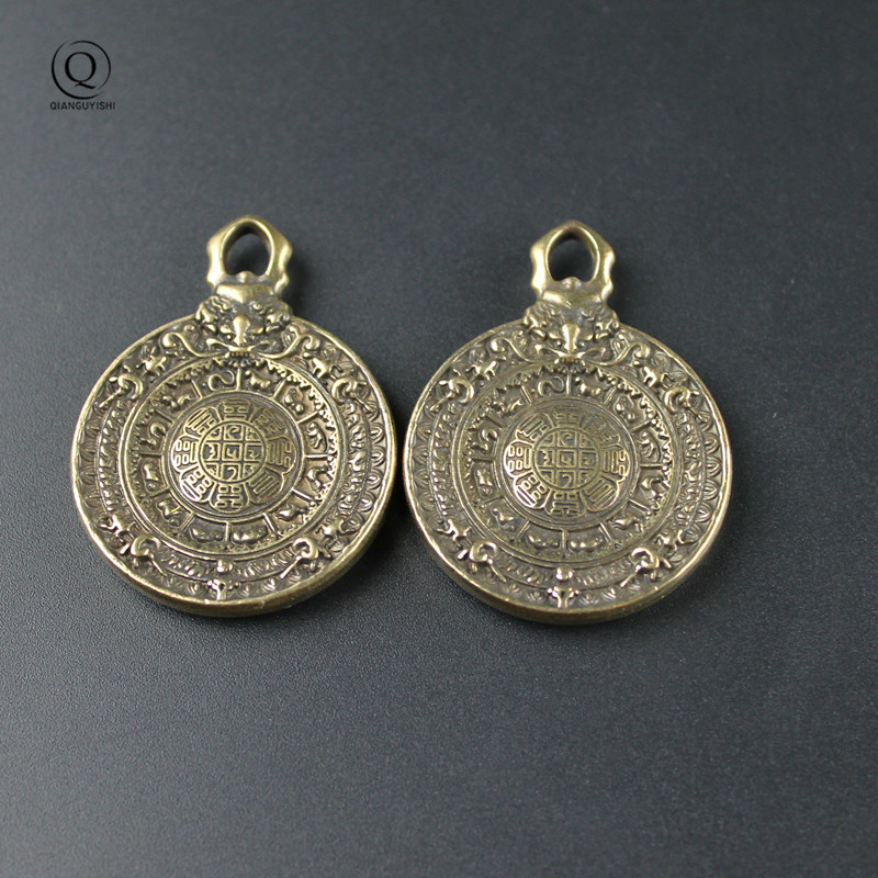 Vintage Fashion Tags - Vintage bronze budista tantra oito diagramas