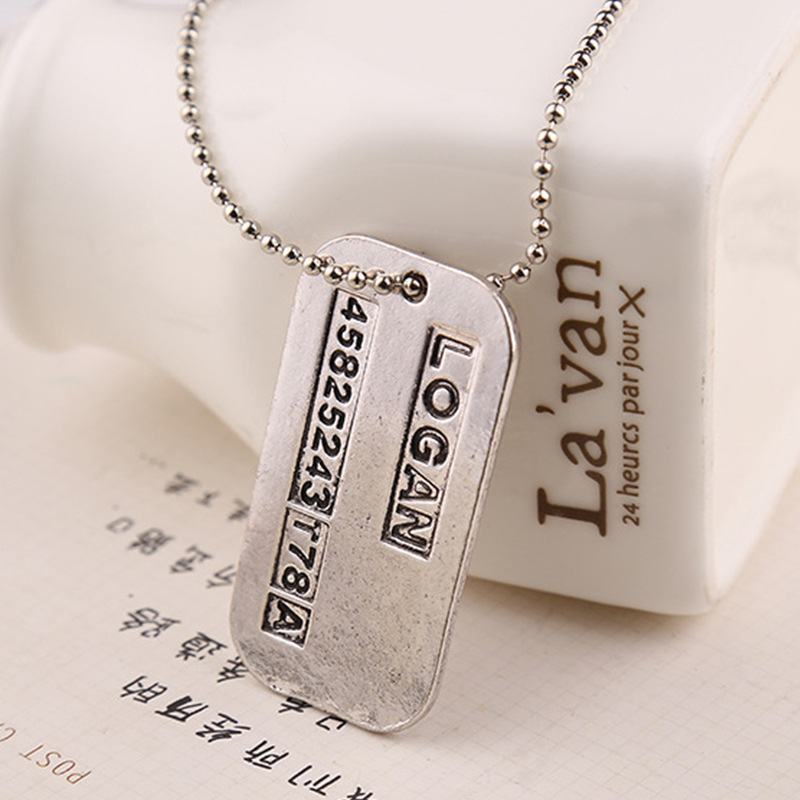 Vintage Fashion Tags - Logan Hugh Jackman Tag colar de