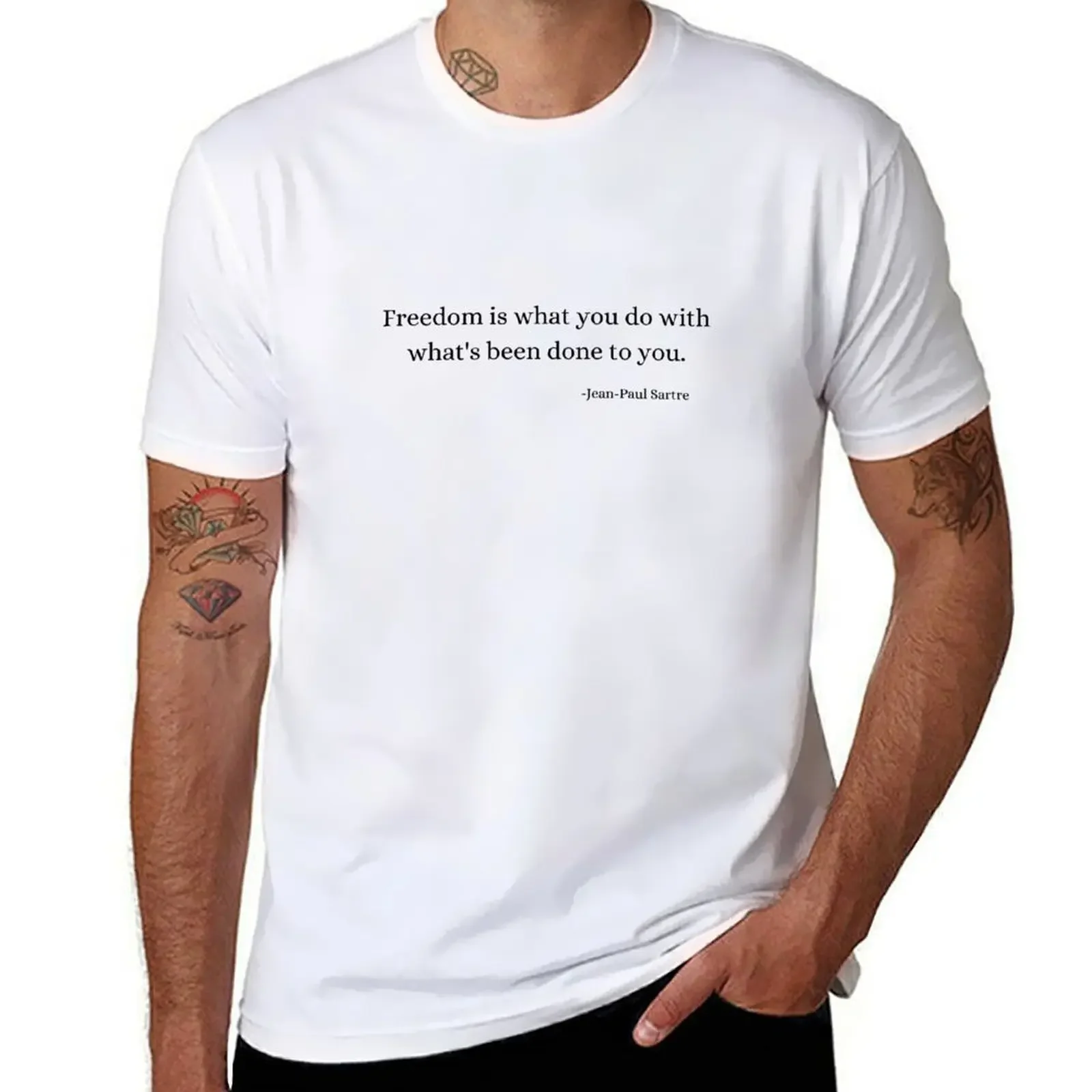 Vintage Fashion History - História Filosofia Citações: Jean-Paul Sartre Camiseta