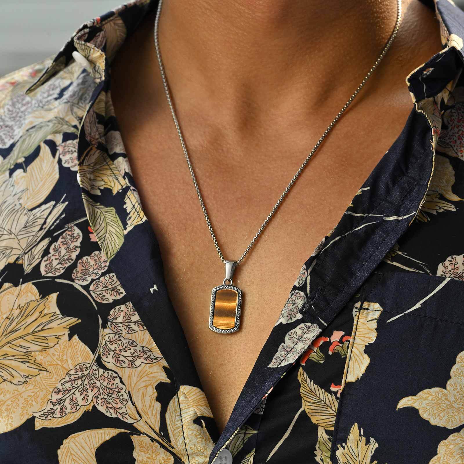 Vintage Fashion Tags - Vnox colar com pingente de pedra