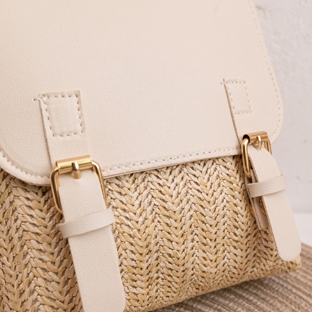 Mochila de Palha em Couro PU c - Vintage Fashion Look avaliação e preço