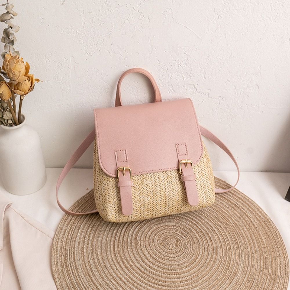 Mochila de Palha em Couro PU c - Vintage Fashion Look avaliação e preço